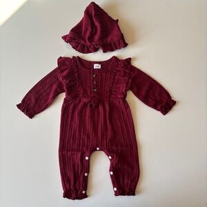 Eaerobic Newborn Jumpsuit with Hat, 0-3mos